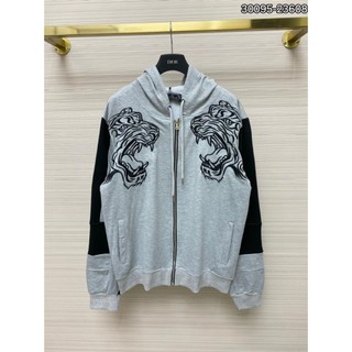Áo Khoác nỉ Philip 2024 cao cấp màu xám họa tiết thêu hình hổ sắc nét hot new