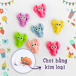 [ảnh thật] Pin sticker cài túi tôm hùm (sẵn chui kim loại) pin trang trí balo hình tôm alaska 3D | Bắt Con Cá