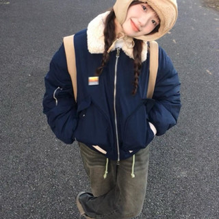 Áo Phao Boxy Ấm Mùa Đông Mặc Hai Kiểu Phối Lông Thu Đông Nữ Mới Retro Trẻ Trung Đa Năng Làm Dày Hợp Thời Trang