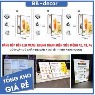 Hộp Đèn Led Quảng Cáo A2, A3, A4, Hộp Đèn Siêu Mỏng ,Bảng Led Menu, Khung Tranh Điện Để Bàn