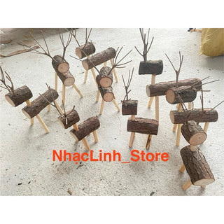 Con nai bằng gỗ dùng decor trang trí noel