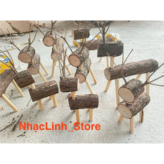 Con nai bằng gỗ dùng decor trang trí noel