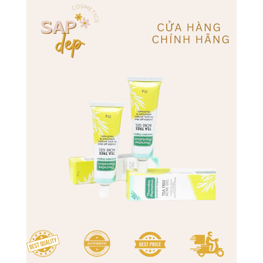 Kem hỗ trợ giảm mụn Thursday Plantation Tea Tree Medicated Gel for acne chứa tinh dầu tràm trà 25g