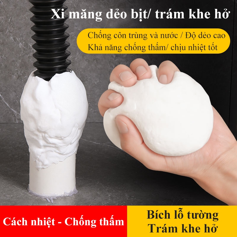  Xi măng trắng dẻo MDELIXIMALL Keo xi măng cách nhiệt chống thấm bịt lỗ điều hoà đường ống nước ngăn công trùng 20g 