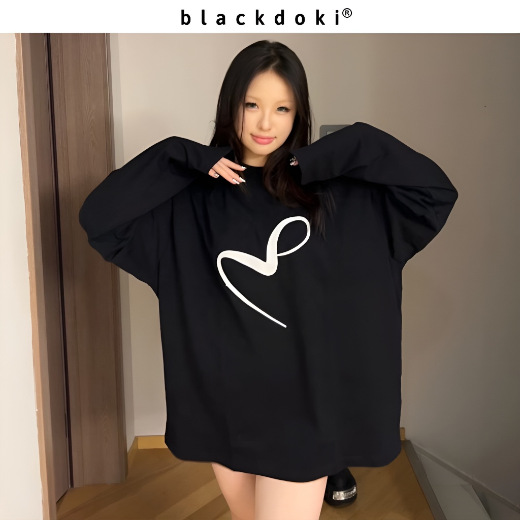 BLACKDOKI Áo thun unisex dài tay METARICOTA LOGO , áo thun dài tay basic hiện đại cá tính chất cotton oversize nam nữ