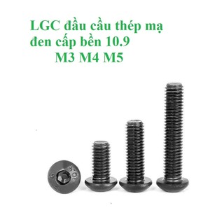  10 cái M3 M4 M5 Bulong lục giác chìm đầu cầu M3 M4 M5 thép mạ đen cấp bền 10.9 M3 M4 M5 