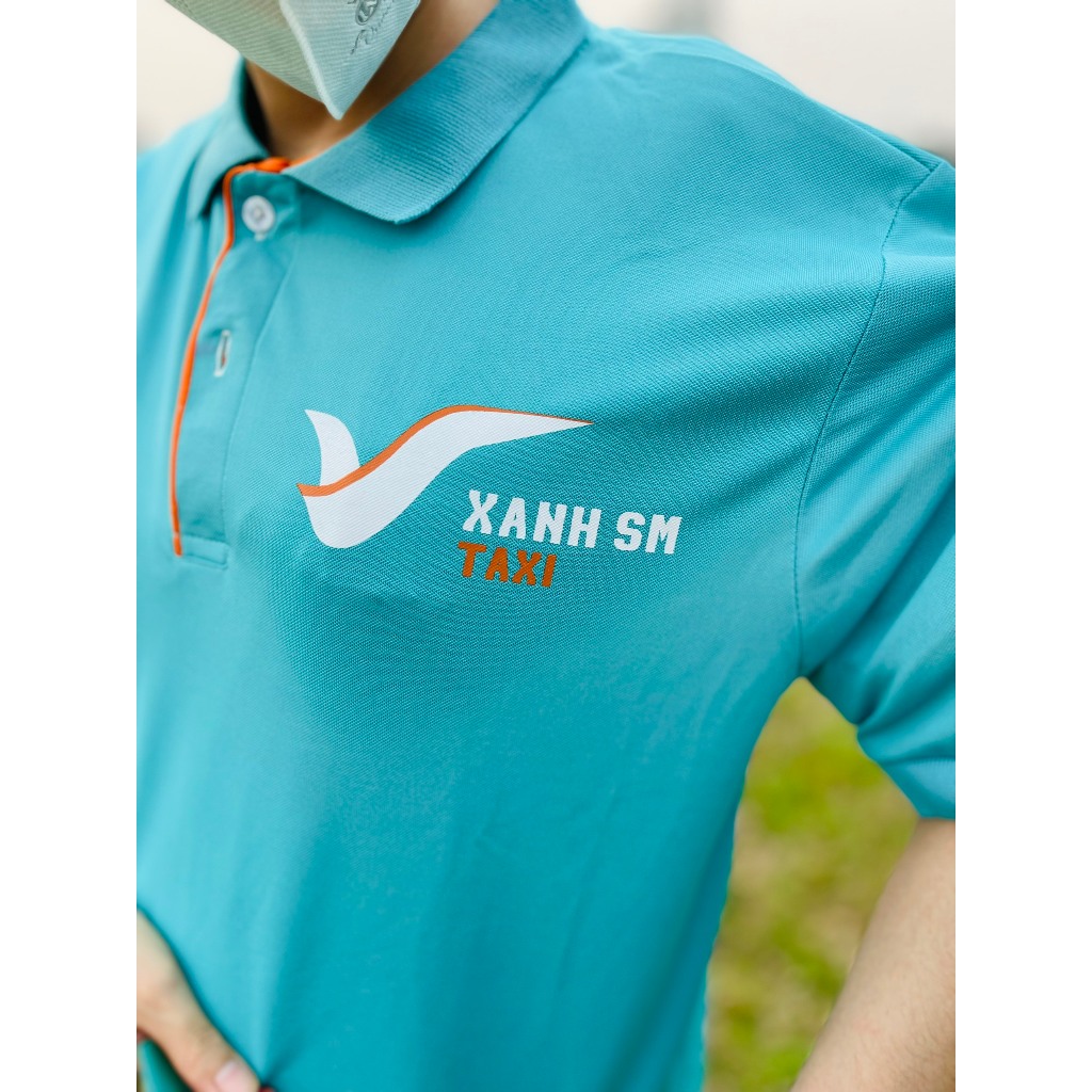 Áo thun polo ngắn tay xanh taxi nam nữ Full size