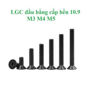  10 cái M3 M4 M5 Bulong lục giác chìm đầu bằng đen thép mạ cấp bền 10.9 M3 M4 M5 