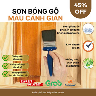 Sơn Gỗ Gốc Acrylic 2in1, Trang Trí, Phủ Bóng Gỗ Màu Cánh Gián, Walnut...Hoàn Thiện Gỗ, Chống Mốc, Mối Mọt, Chống Nước