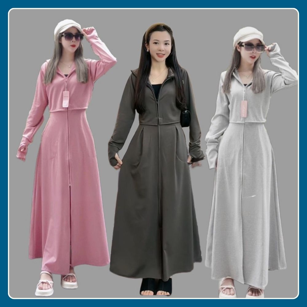Áo Chống Nắng Toàn Thân Nữ 2 lớp croptop From Dài Rộng Chất Vải Umi Hàn Chống Tia UV