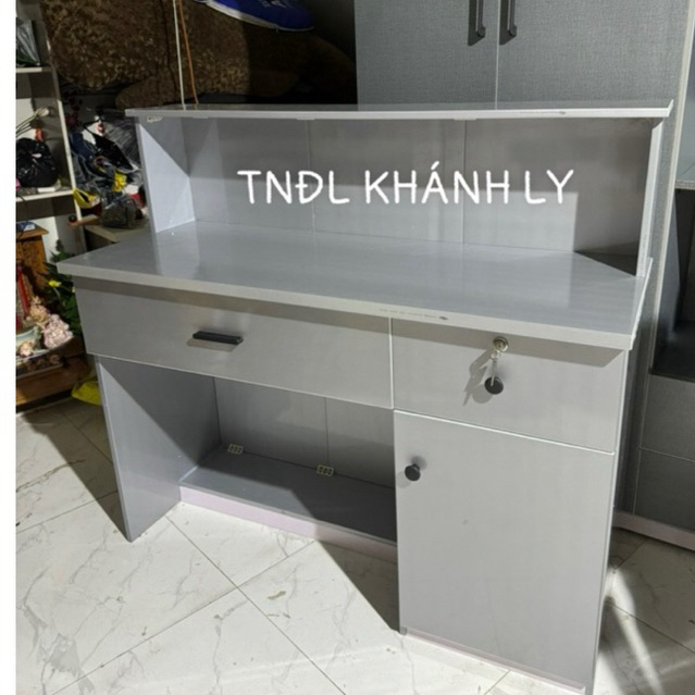 Quầy thu ngân quầy spa nhựa ngang 120x110 2ngăn kéo (Freeship HCM)