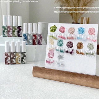  Cồn loang nail dạng cọ nét mẫu mới cọ mảnh siêu dễ vẽ design vân đá cồn loang đủ màu siêu Hot 
