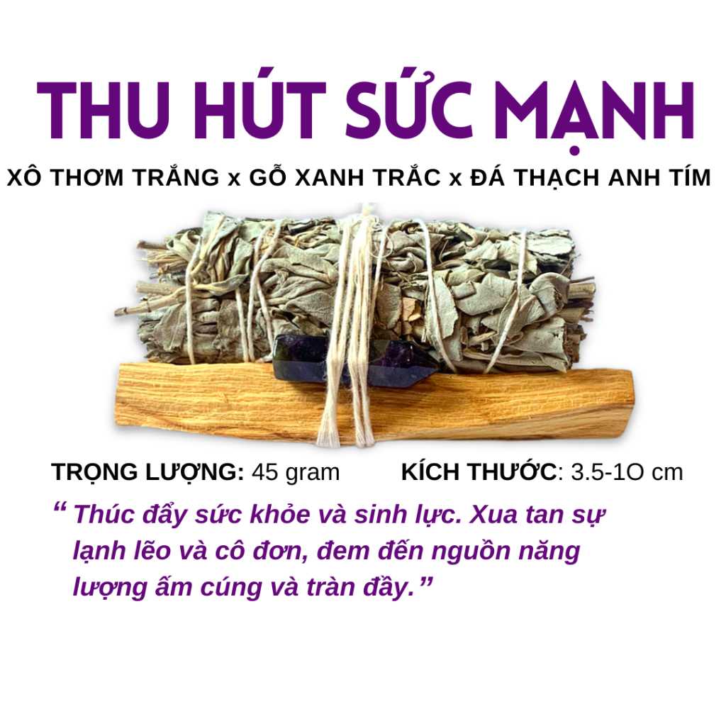 [Labbi] Combo xô đốt thu hút sức mạnh [ĐÁ THẠCH ANH TÍM]