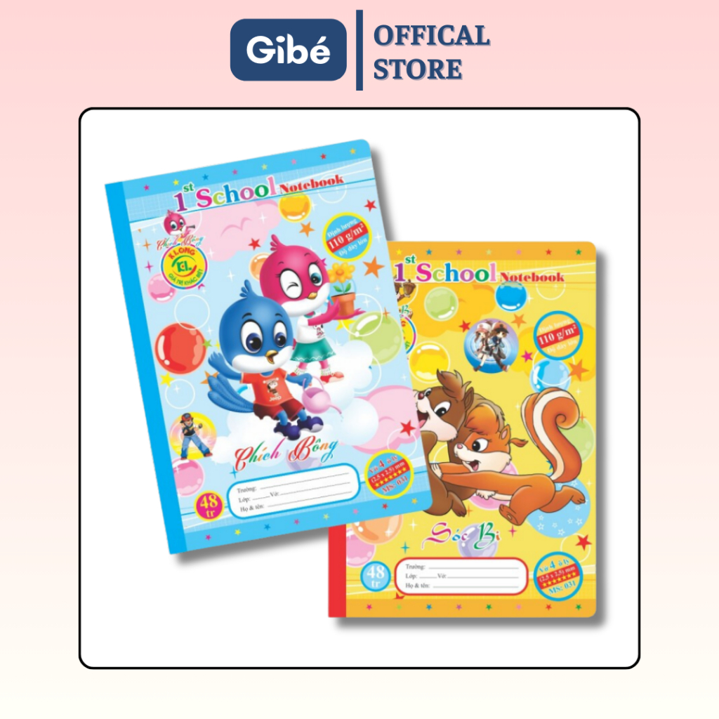 Vở 4 Ô Ly 1st School KLONG B5- 48 Trang 110/92; Ms: 031