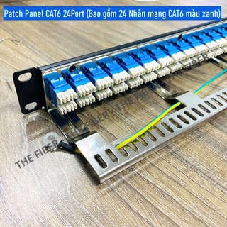 Patch Panel CAT6 24Port (Bao gồm 24 Nhân mạng CAT6 màu xanh)