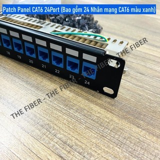 Patch Panel CAT6 24Port (Bao gồm 24 Nhân mạng CAT6 màu xanh)
