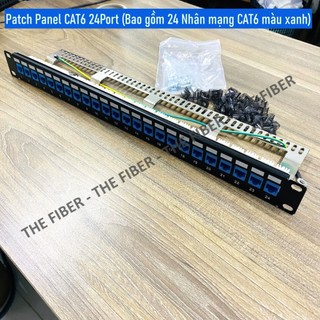 Patch Panel CAT6 24Port (Bao gồm 24 Nhân mạng CAT6 màu xanh)