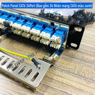 Patch Panel CAT6 24Port (Bao gồm 24 Nhân mạng CAT6 màu xanh)