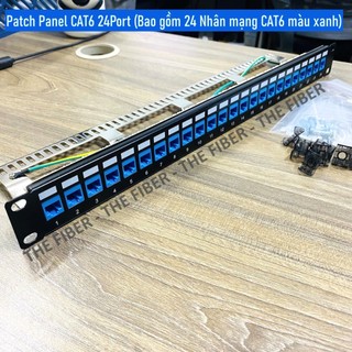 Patch Panel CAT6 24Port (Bao gồm 24 Nhân mạng CAT6 màu xanh)