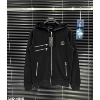 Áo Khoác Nam Philip Phối Khóa Chất Nỉ Chân Cua Dày Dặn - Áo Khoác Philip Plein Phối Khóa Đơn giản