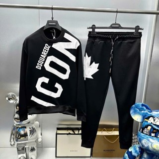 Bộ Quần Áo Nỉ Dài Tay Thể Thao Nam Dsq2 In Vạch Ngực Chữ Icon Chéo Mông In Chữ Chất Liệu Nỉ Dày Dặn Thời Trang Hottrend