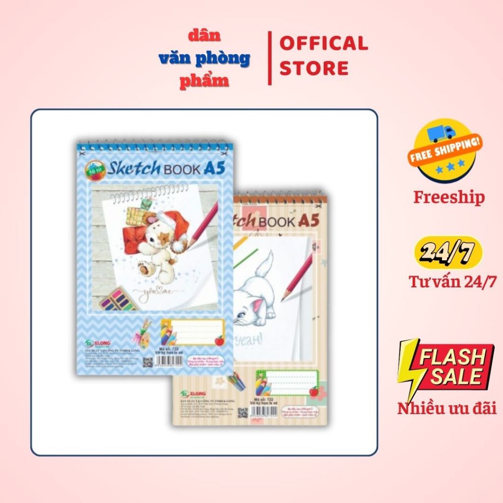 Sổ ký họa lò xo xé A5 - 50 tờ KLONG MS: 722