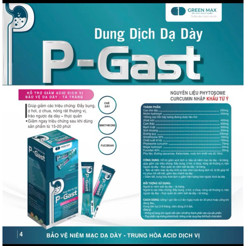 dung dịch dạ dày p-gast hộp 15 gói
