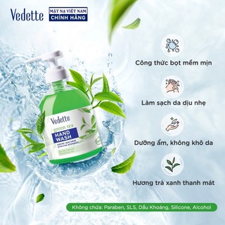 Nước rửa tay Vedette Trà Xanh 500ml - Làm sạch da dịu nhẹ, Dưỡng ẩm, Không khô da & Hương trà xanh
