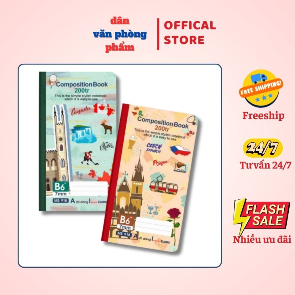 Sổ kẻ ngang may dán gáy B6- 200 trang 70/76; Klong 918