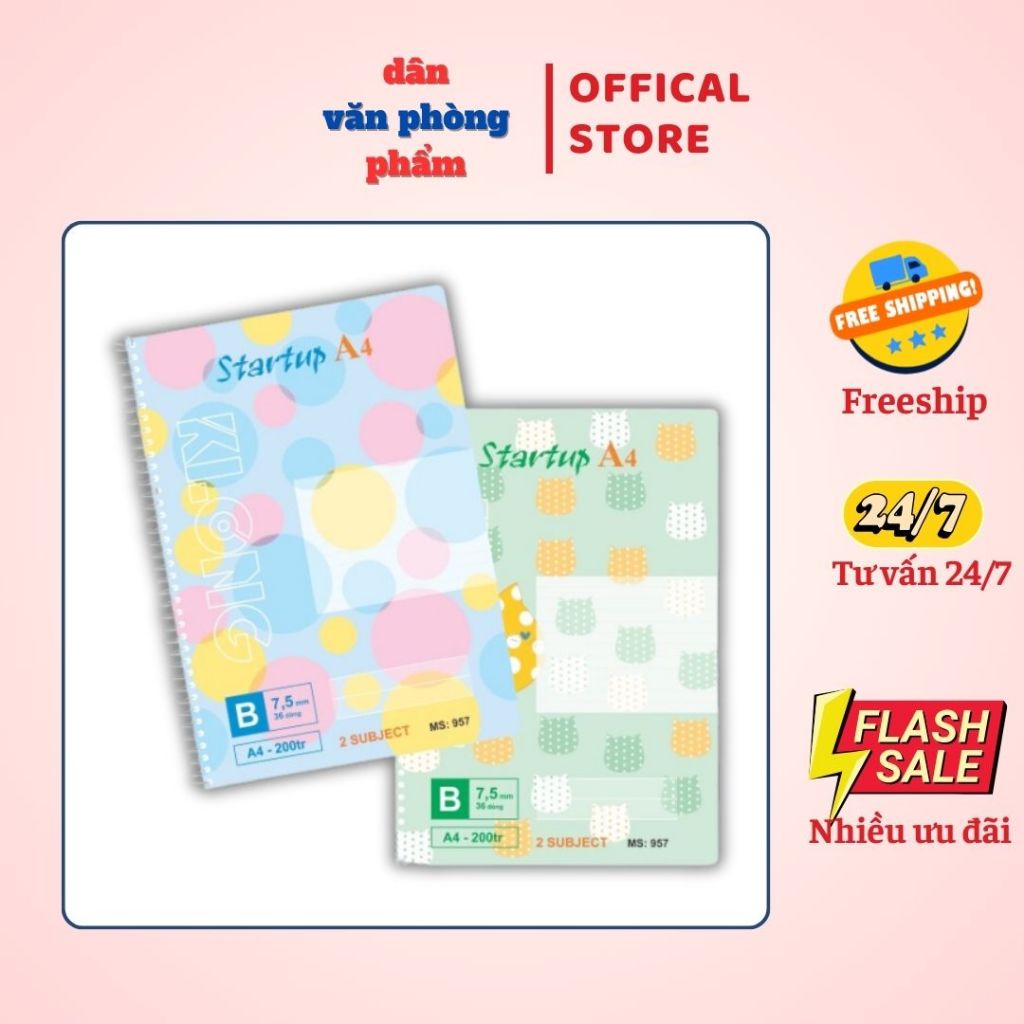 Sổ lò xo đơn khổ A4 - 200-300 trang KLONG MS: 957-958