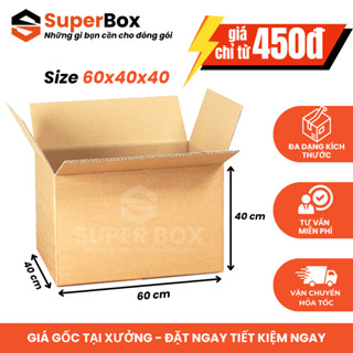 Thùng carton chuyển nhà 60x40x40, thùng giấy đóng gói hàng hóa cồng kềnh giá rẻ - Super Box