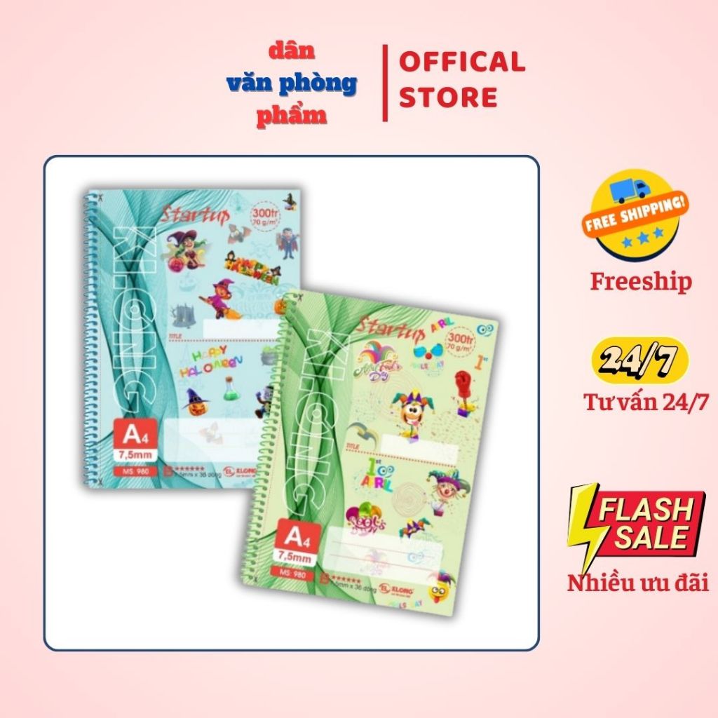 Sổ lò xo đơn Start Up khổ A4 - 300 trang KLONG Ms 980