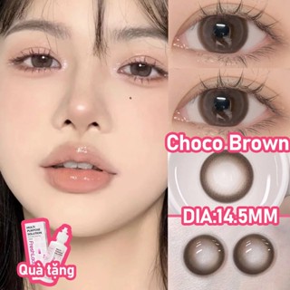 [Choco 0-8độ] Freshlady lens nâu kính áp tròng cận lens moonlight brown 6 tháng lens giãn tròng to 14.5mm livexin1