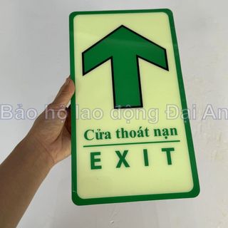Bảng chỉ dẫn cửa thoát hiểm exit dạ quang (17x30cm)