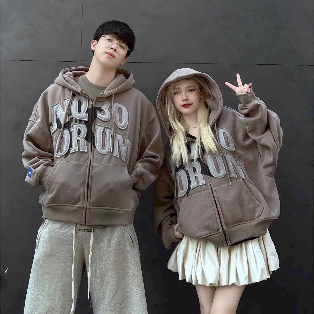 ÁO Hoodie Zip Form Boxy NQ30 FORUM Thêu Đắp Vải , Áo Khoác Nỉ Hoodie Form Rộng Nam Nữ Unisex 2024