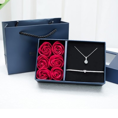 Gift set quà tặng - Bộ trang sức LAMY Dây chuyền vòng tay và khuyên tai Bow Silver
