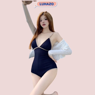 Bikini 1 mảnh LUHAZO hở lưng liền thân đồ bơi đi biển kín đáo sexy Hàn Quốc nâng ngực có mút 2392-2090 D4T2