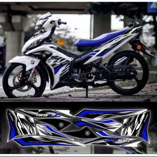 Tem rời xe exciter 135 màu xanh đen dán cho dàn áo xe trắng 3 lớp hót
