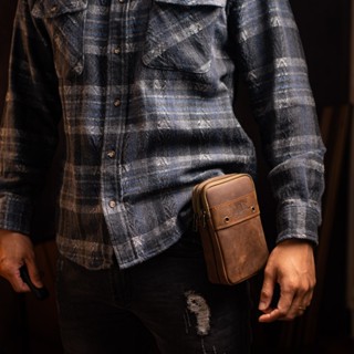 Bao da đeo hông, túi đeo hông bằng da thật đựng điện thoại mẫu đứng Manuk Leather