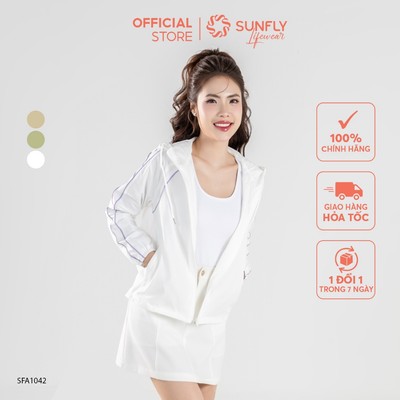 Áo gió nữ kéo khóa có mũ dài tay SFA1042