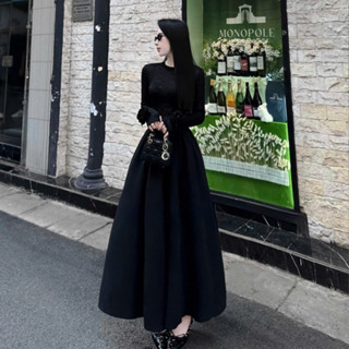 Đầm nữ mùa thu PHUONGMOON, thiết kế dài tay dáng xòe dài thướt tha