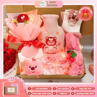  Bộ quà tặng bạn gái giáng sinh  hộp quà tặng sinh nhật,ngày lễ noel combo túi chườm đau bụng 350ml 