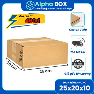 [ COMBO 100 ] Hộp 25x20x10 hộp carton đóng hàng, hộp giấy gói hàng giá rẻ và tiện lợi- ALPHA BOX