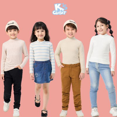 Áo Giữ Nhiệt Cổ 2cm  K'S CLOSET Basic Chất Liệu Len Tăm Co Giãn Cho Bé 2-14 Tuổi (10-60kg) KT142FOF/KT046FIF,KT220FIF