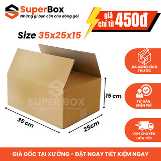  35x25x15 COMBO 10 Hộp carton đóng hàng Super Box thùng carton lớn đóng gói hàng hóa giá rẻ 