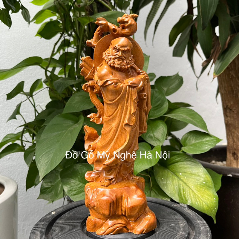 Tượng đạt ma sư tổ gỗ bách (cao 30 ngang 11 sâu 7cm)