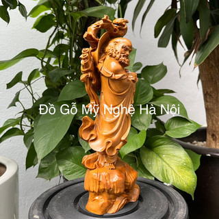 Tượng đạt ma sư tổ gỗ bách (cao 30 ngang 11 sâu 7cm)