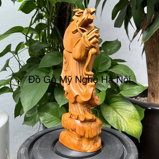 Tượng đạt ma sư tổ gỗ bách (cao 30 ngang 11 sâu 7cm)
