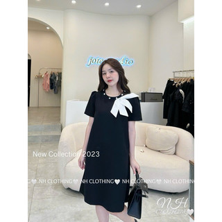 Váy nơ lệch cổ đá sm