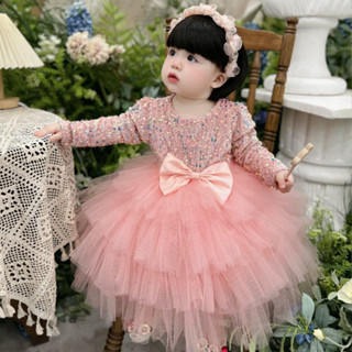 [3 Màu] Váy Công Chúa Nhung Kim Sa Cao Cấp Hàng Thiết Kế Tặng Kèm Bờm nơ